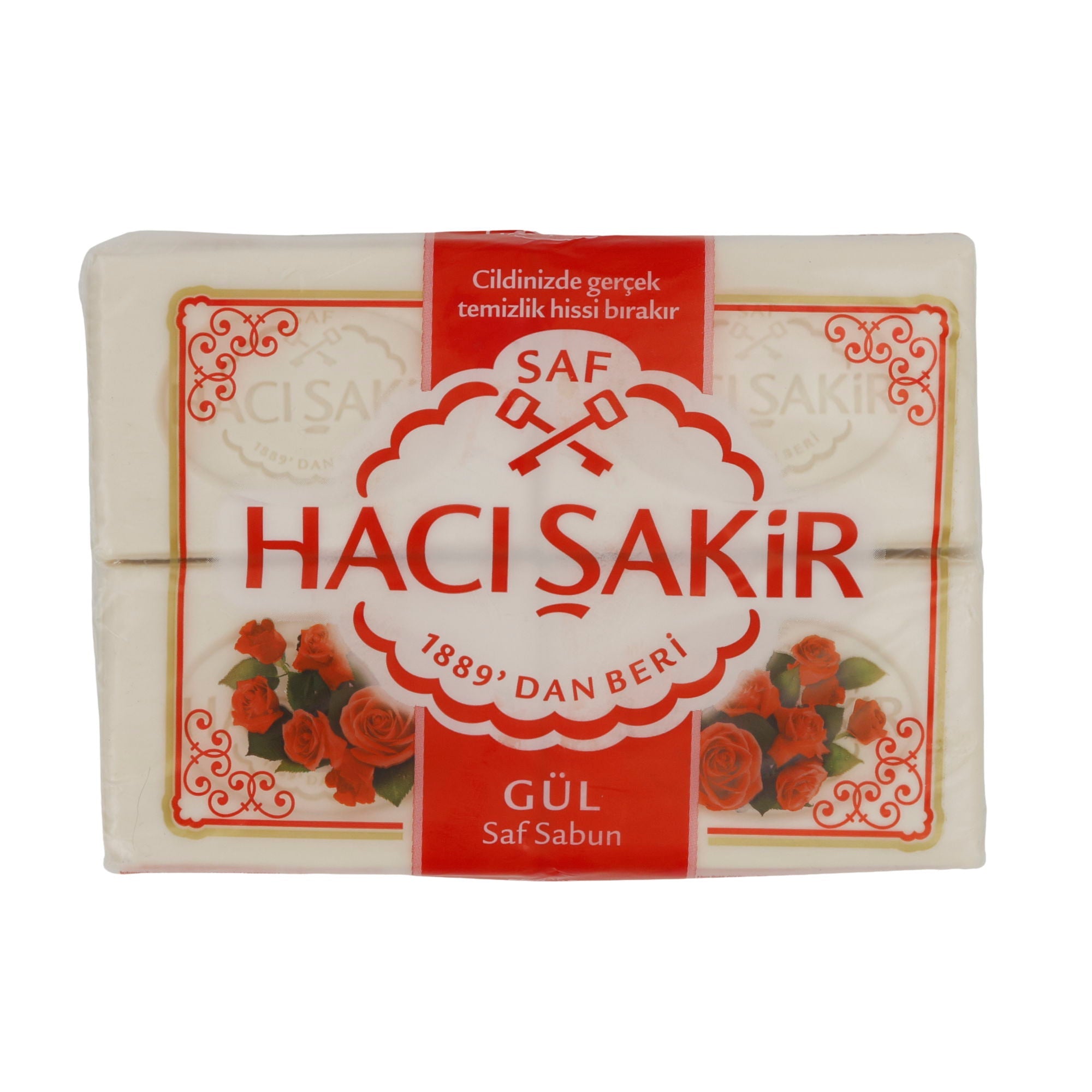 Naturseife Rose Haci Şakir | Pflegeseife | Mit Rosenduft | 4x150 g (600 g) HACISAKIR